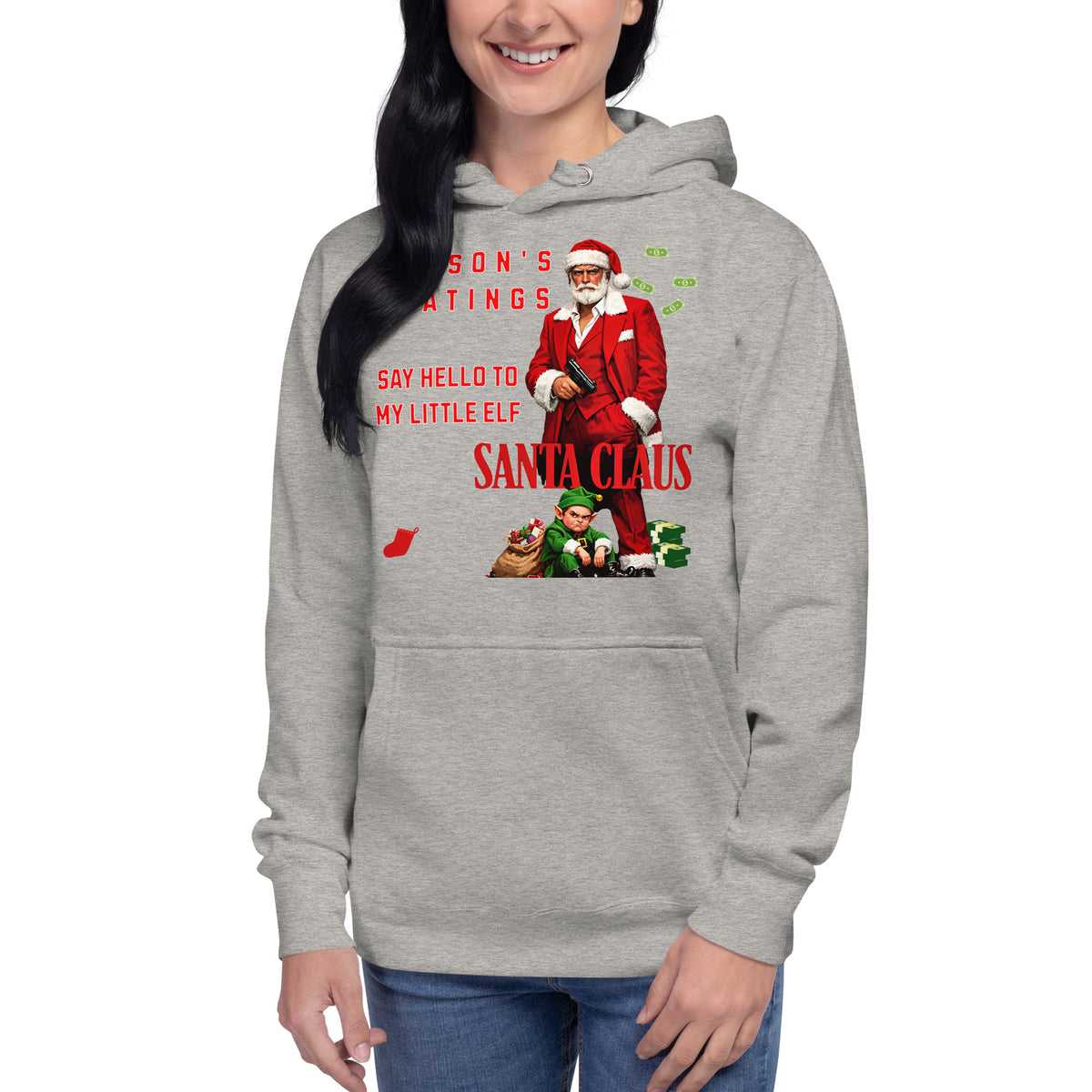 Santa Santana Unisex Hoodie — Carbon Grey — front