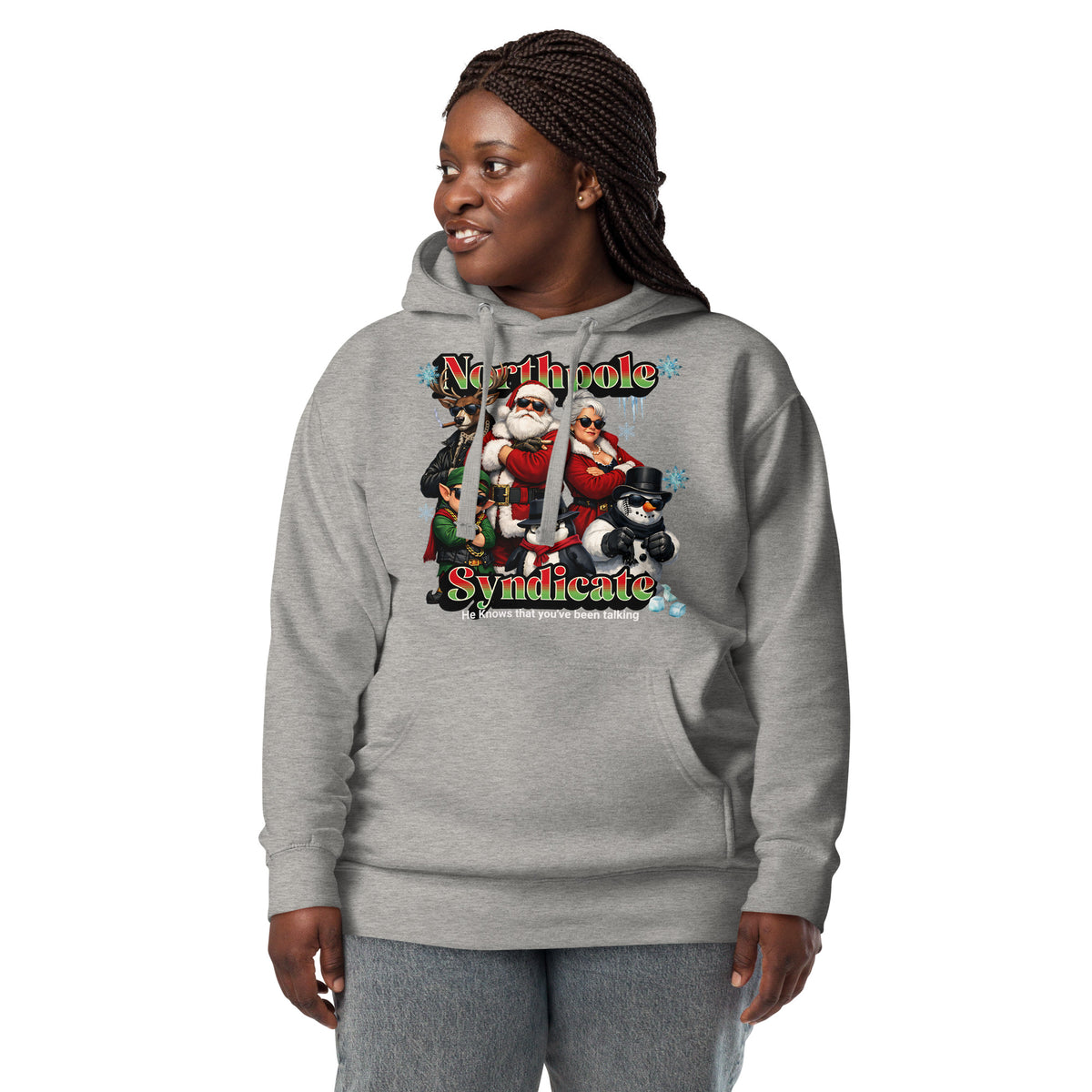 Santa’s Xmas Crew Unisex Hoodie — Carbon Grey — front