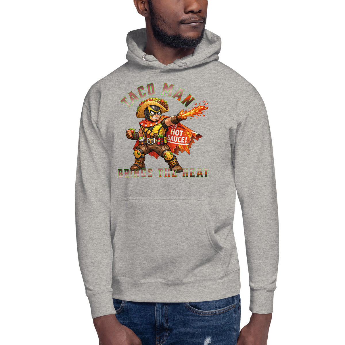 Taco Man Unisex Hoodie — Carbon Grey — front