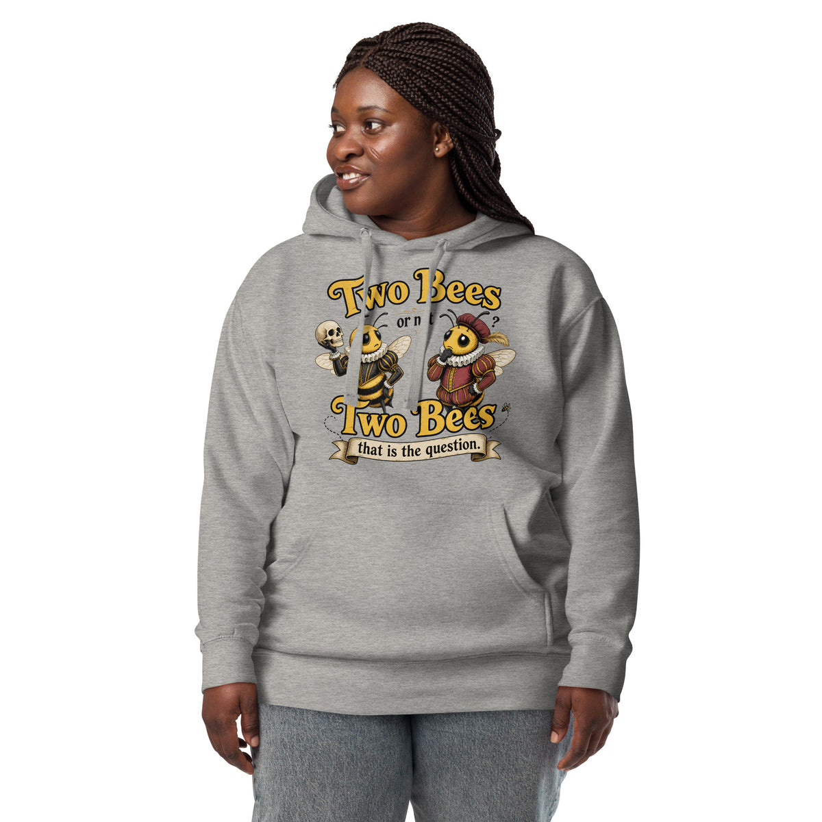 Two Bees Unisex Hoodie — Carbon Grey — front