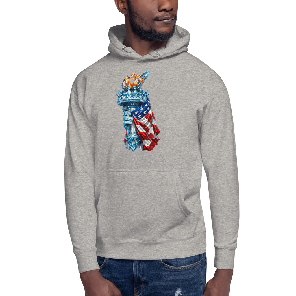 USA Liberty Ice Torch Unisex Hoodie — Carbon Grey — front
