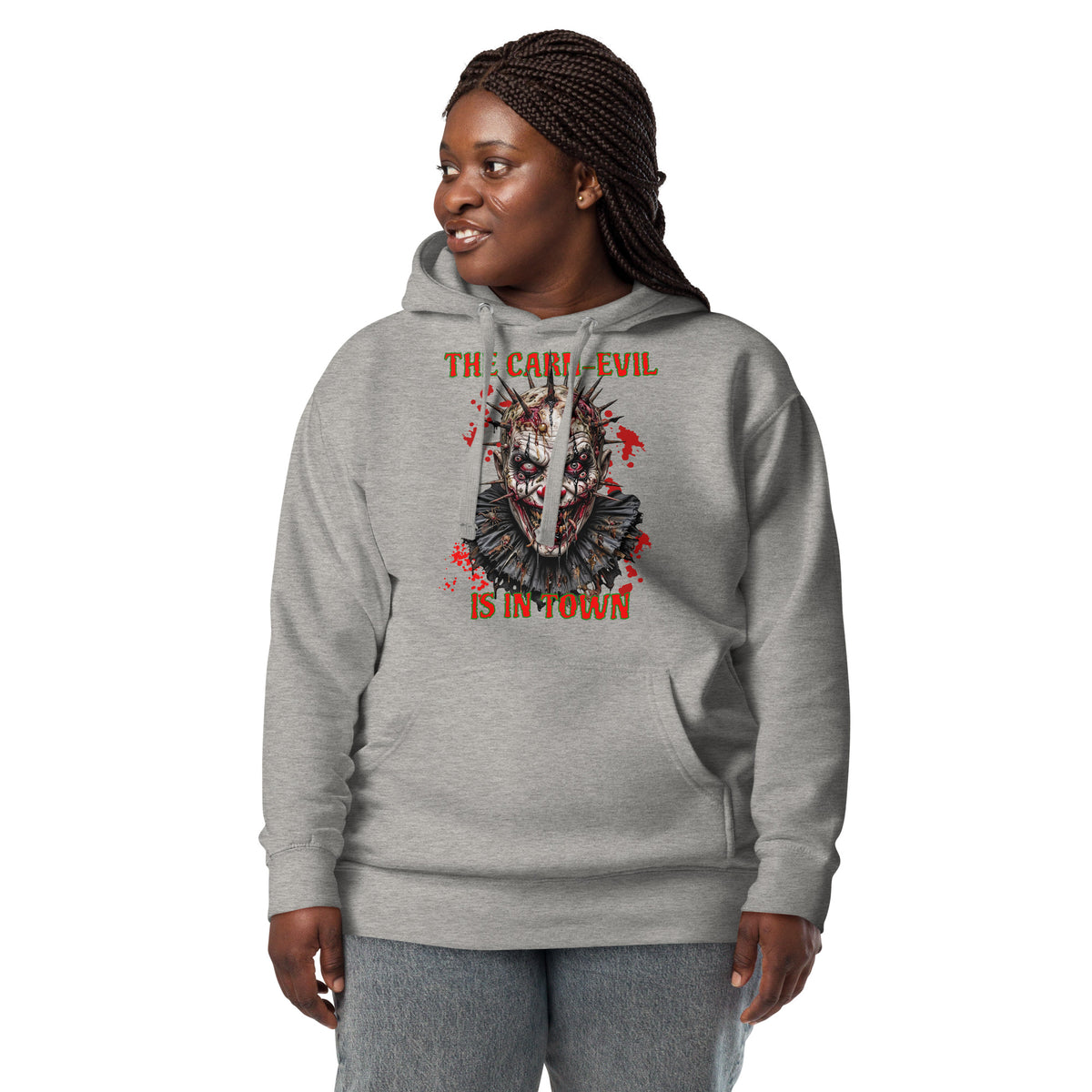 Undead Clown 2 Unisex Hoodie — Carbon Grey — front