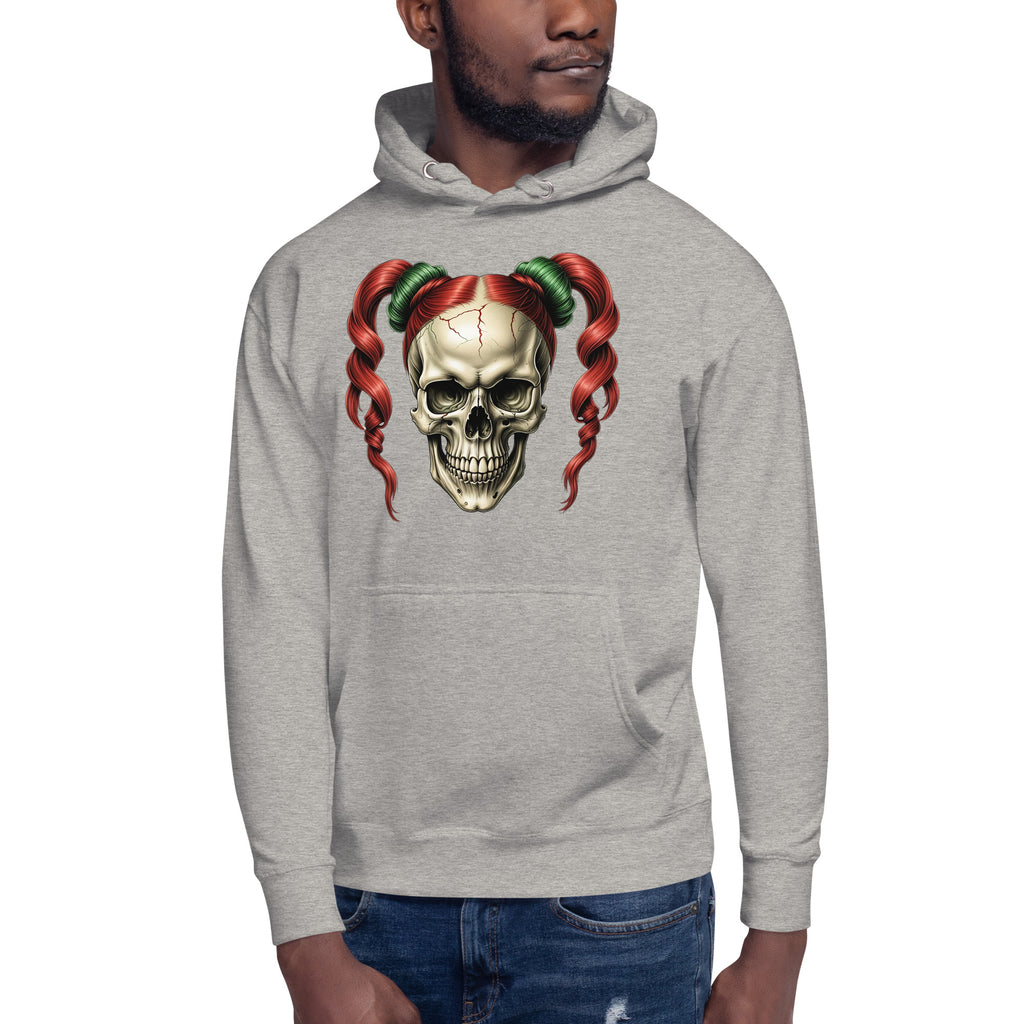 Ponytails Skull Unisex Hoodie — Carbon Grey — front