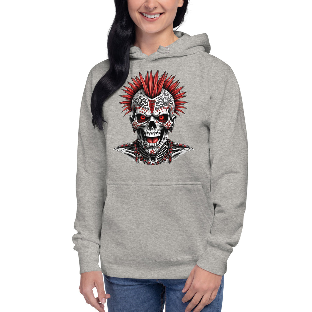 Punk Skeleton Unisex Hoodie — Carbon Grey — front