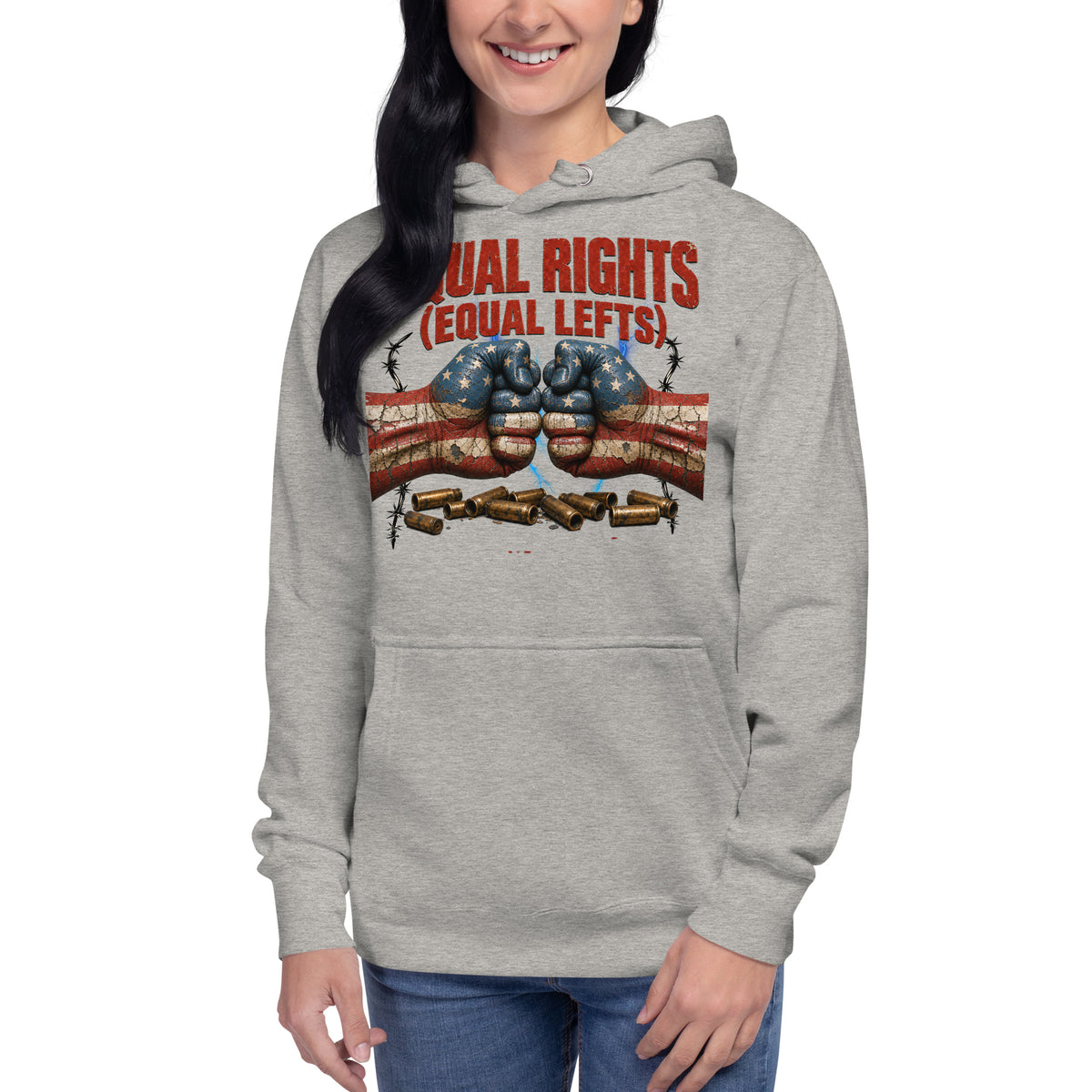 Equal Rights Equal Lefts Unisex Hoodie — Carbon Grey — front