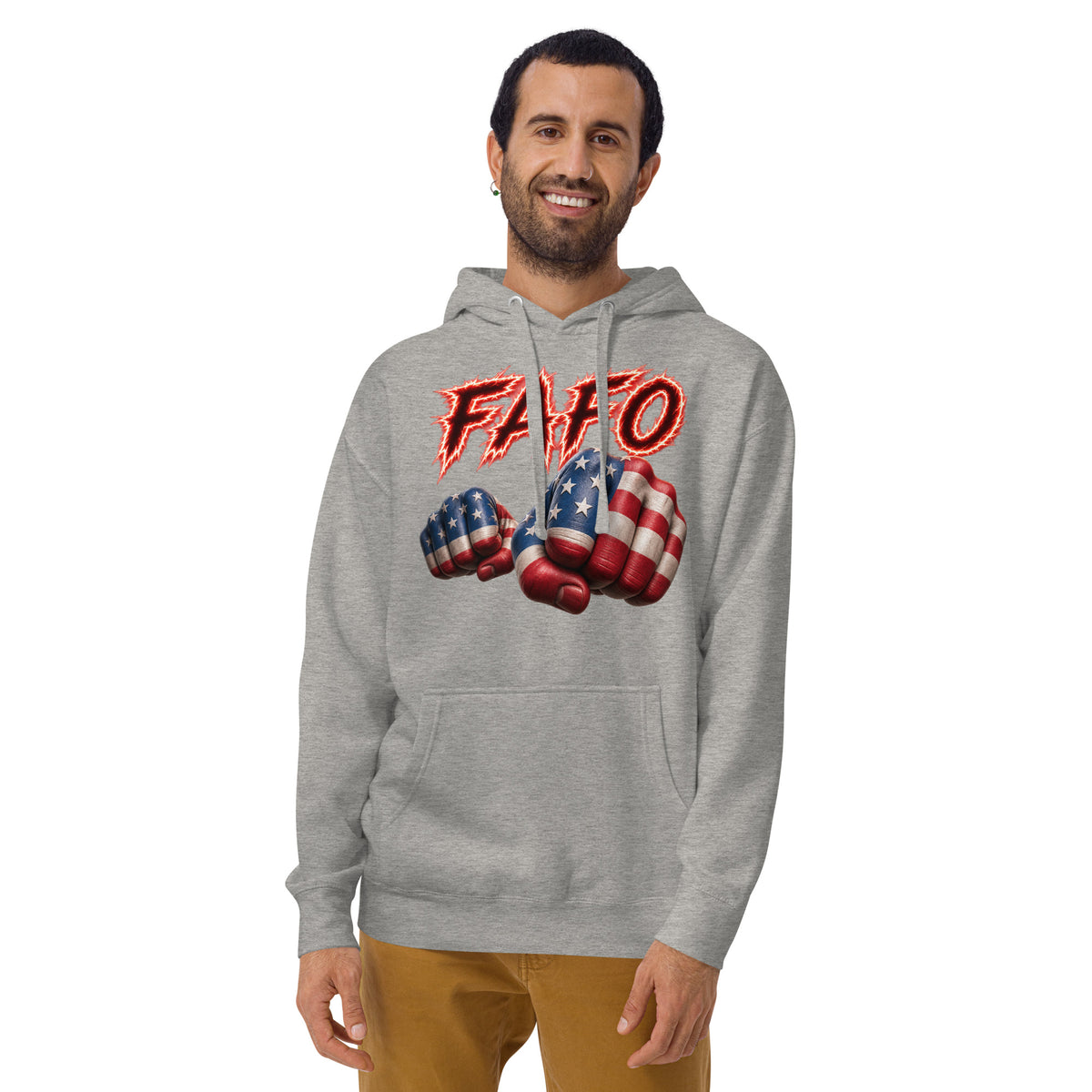 FAFO Fist Unisex Hoodie — Carbon Grey — front