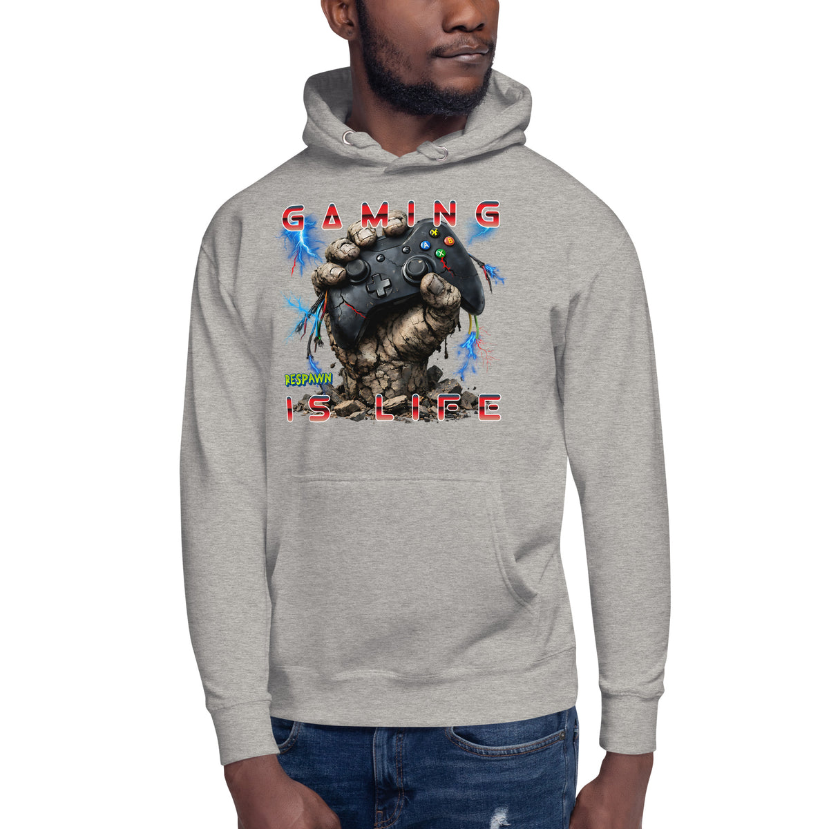 Gaming Is Life Unisex Hoodie — Carbon Grey — front