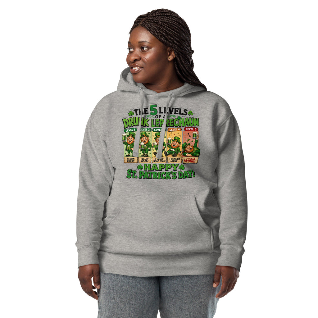 Five Levels of Leprechaun Unisex Hoodie — Carbon Grey — front