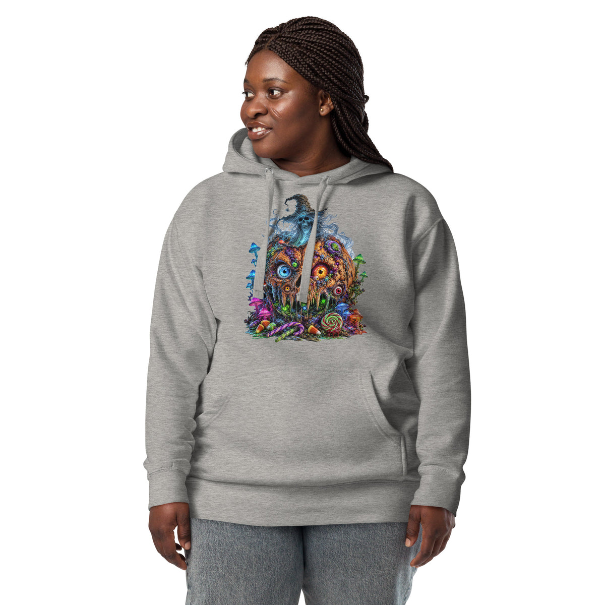 Pumpkin Horror Unisex Hoodie — Carbon Grey — front