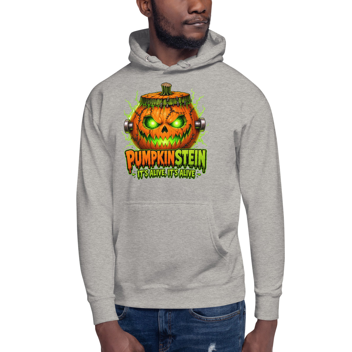 Pumpkinstein Unisex Hoodie — Carbon Grey — front