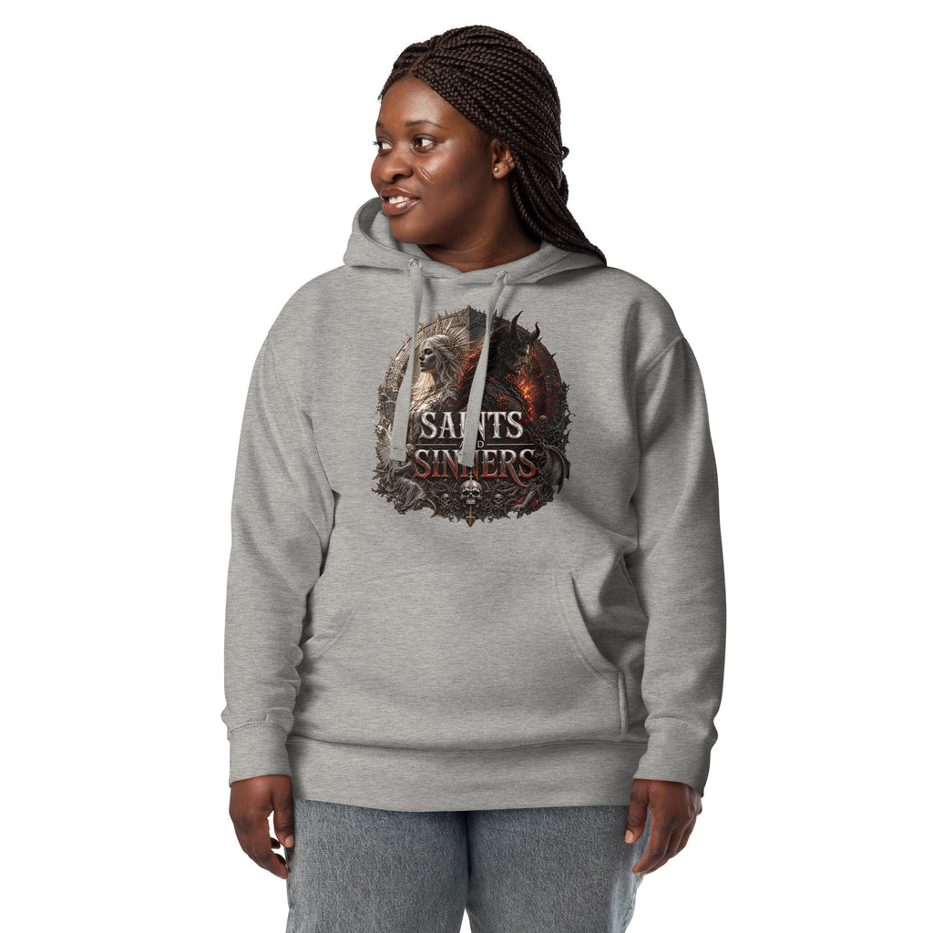 Saints and Sinners — Angel and Demon Unisex Hoodie — Carbon Grey — front