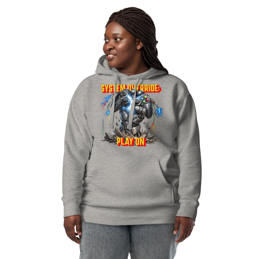 System Override Gamer Unisex Hoodie — Carbon Grey — front