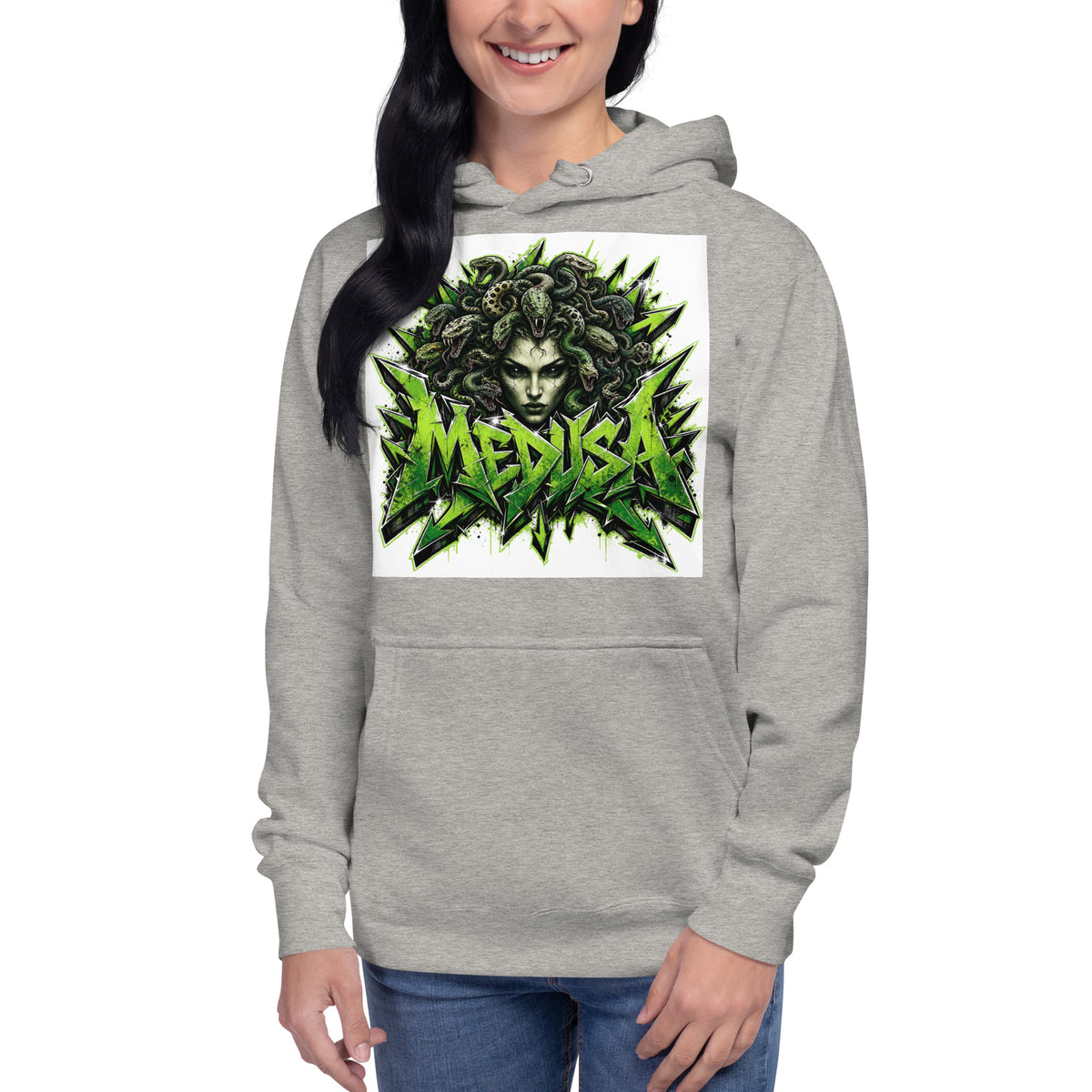 Medusa Graffiti Unisex Hoodie — Carbon Grey — front