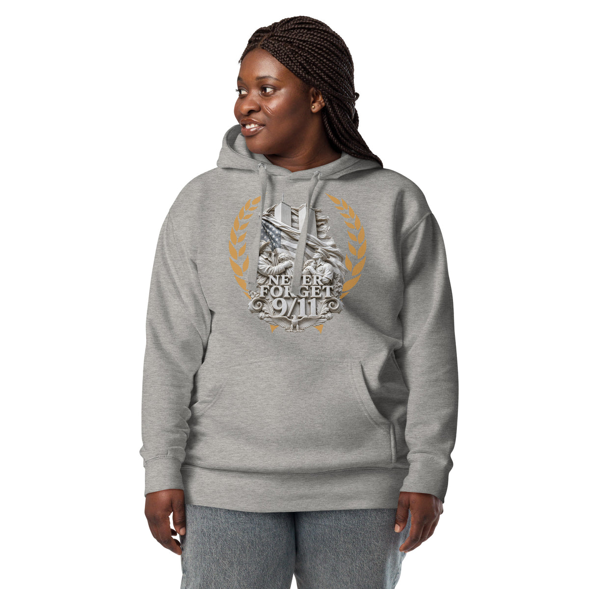 WTC NYC — Never Forget Unisex Hoodie — Carbon Grey — front