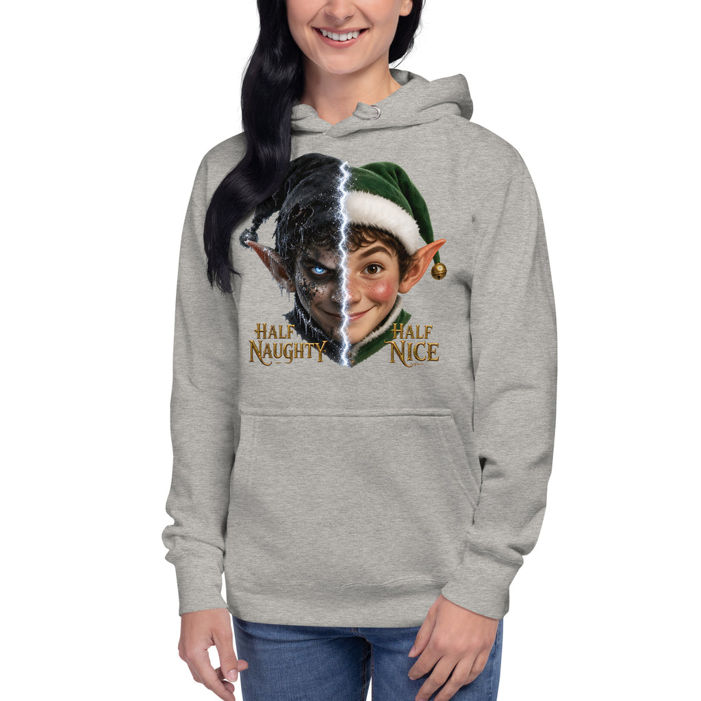 Xmas Elf Twins Unisex Hoodie — Carbon Grey — front