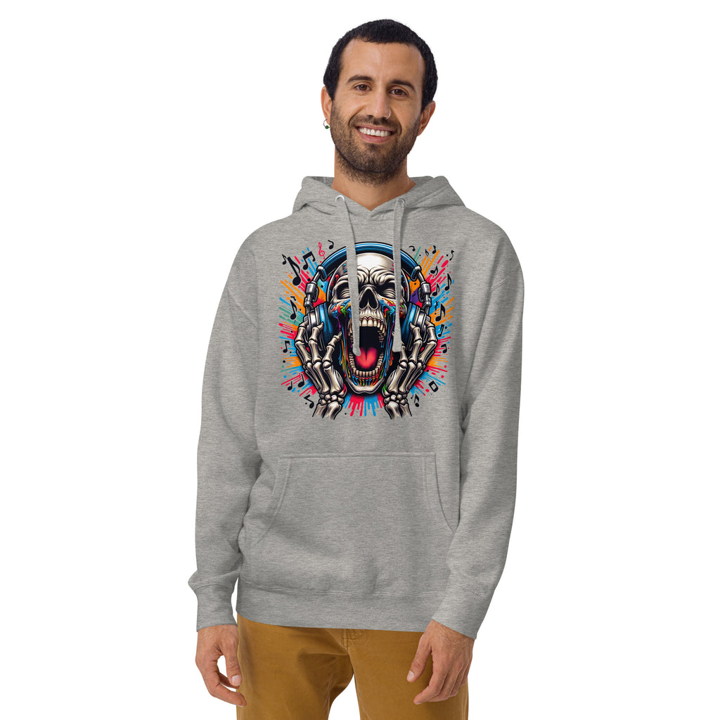 Screaming Skeleton Unisex Hoodie — Carbon Grey — front