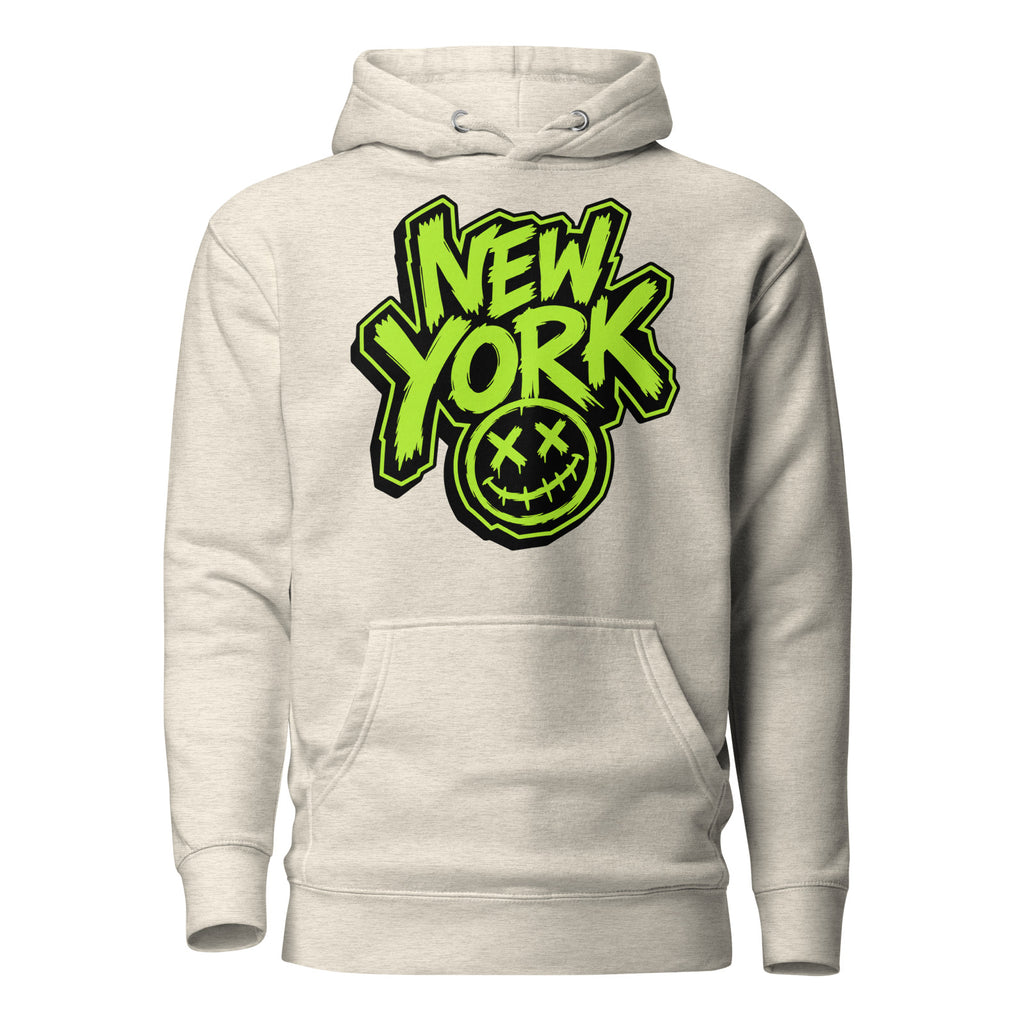NY Smiles Unisex Hoodie — Oatmeal Heather — front