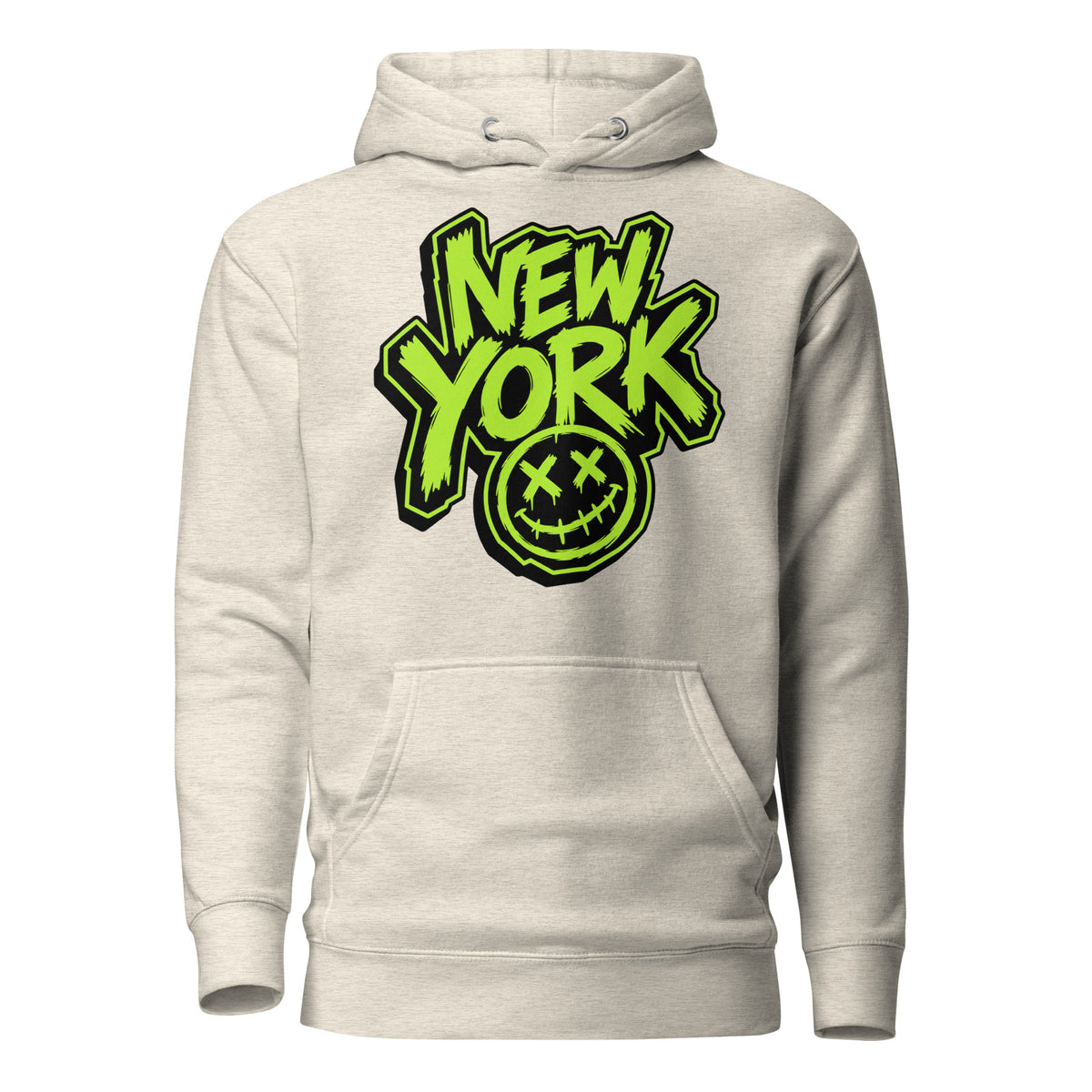 NY Smiles Unisex Hoodie — Oatmeal Heather — front