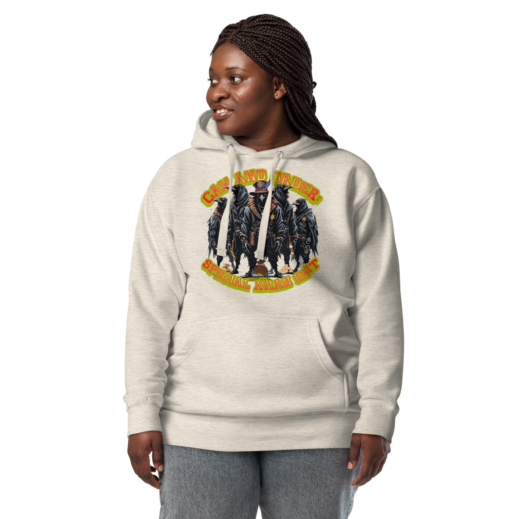 Caw and Order Special Avian Unit Unisex Hoodie — Oatmeal Heather — front