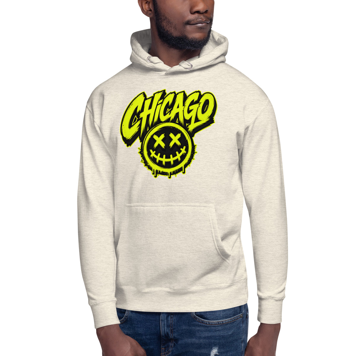 Chicago Smiles Unisex Hoodie — Oatmeal Heather — front