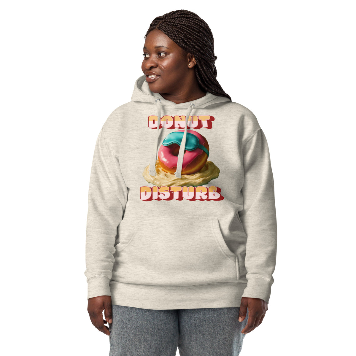 Donut Disturb Unisex Hoodie — Oatmeal Heather — front