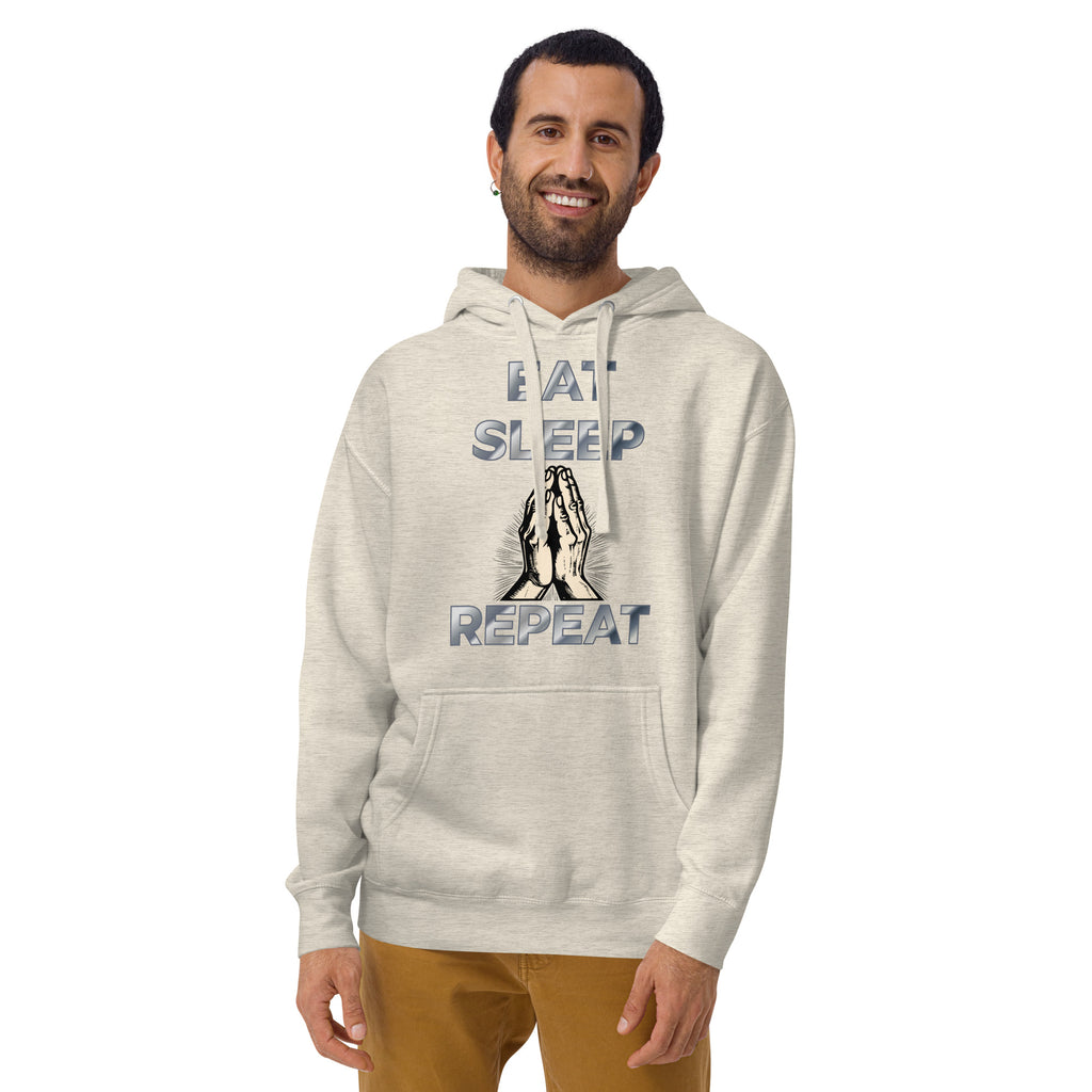 Eat sleep pray Unisex Hoodie — Oatmeal Heather — front