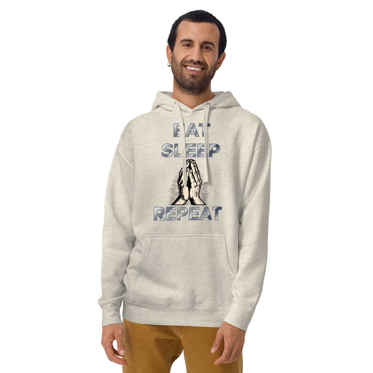 Eat sleep pray Unisex Hoodie — Oatmeal Heather — front