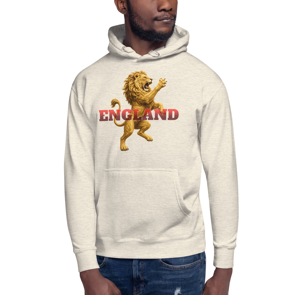England Lion Unisex Hoodie — Oatmeal Heather — front