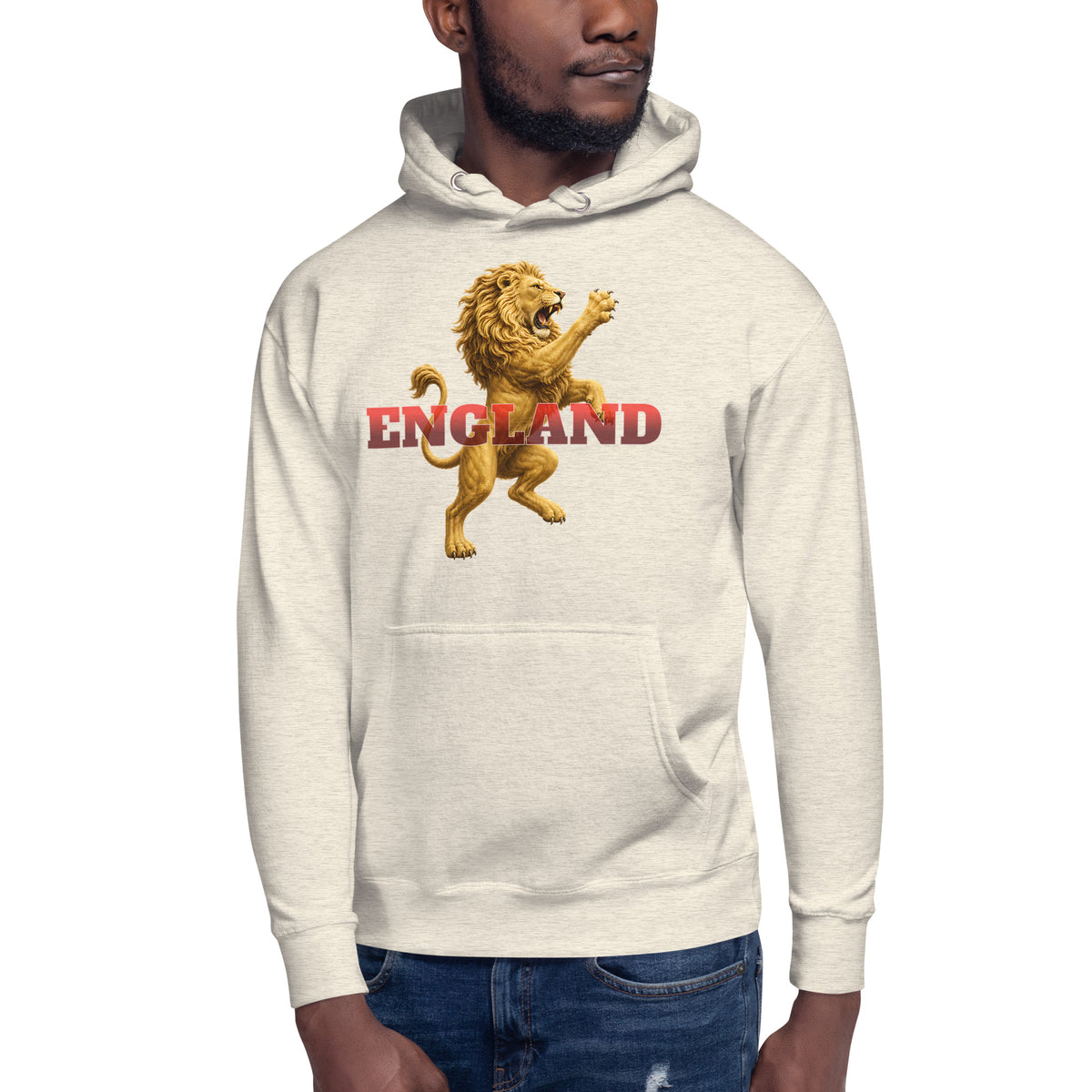 England Lion Unisex Hoodie — Oatmeal Heather — front