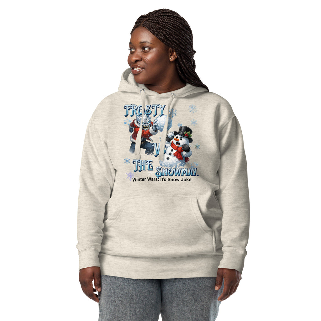 Frosty Vs The Snowman Unisex Hoodie — Oatmeal Heather — front