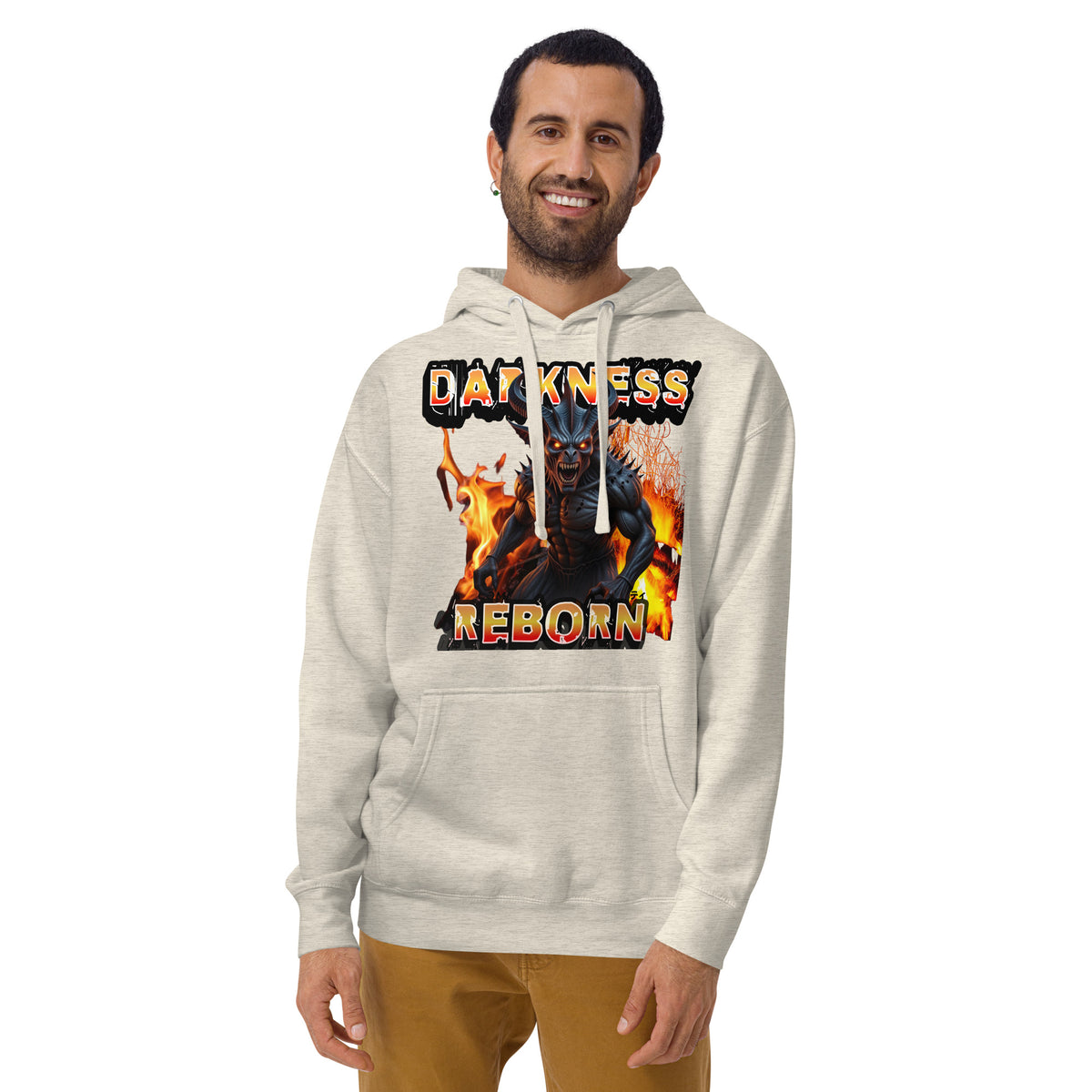 Hellfire Reborn Beast Unisex Hoodie — Oatmeal Heather — front