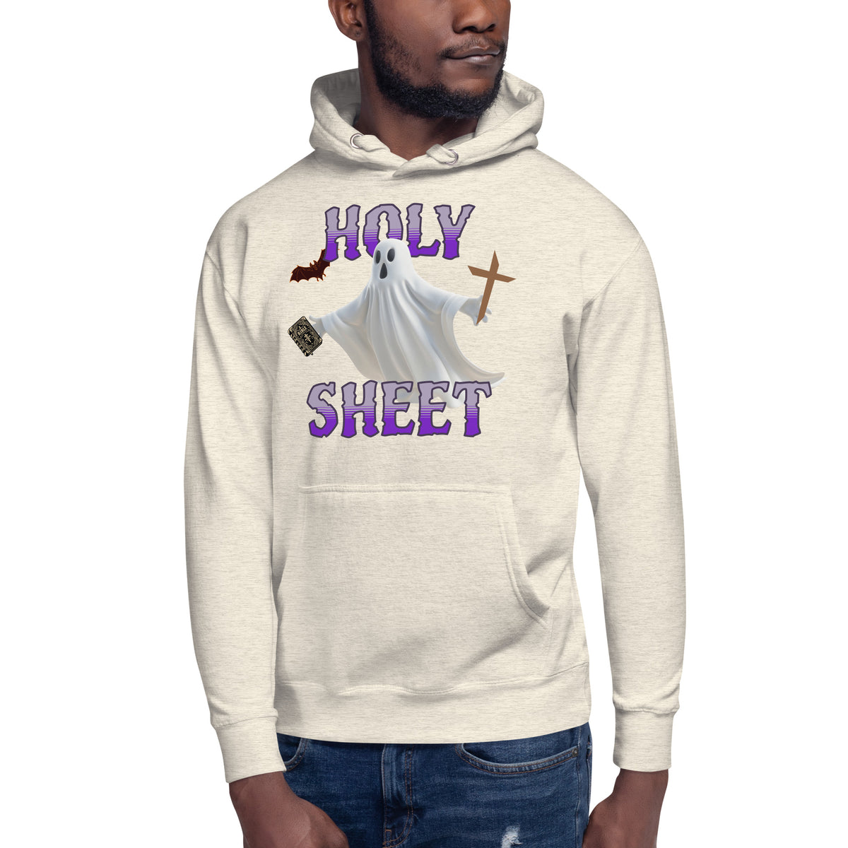 Holy Sheet Unisex Hoodie — Oatmeal Heather — front