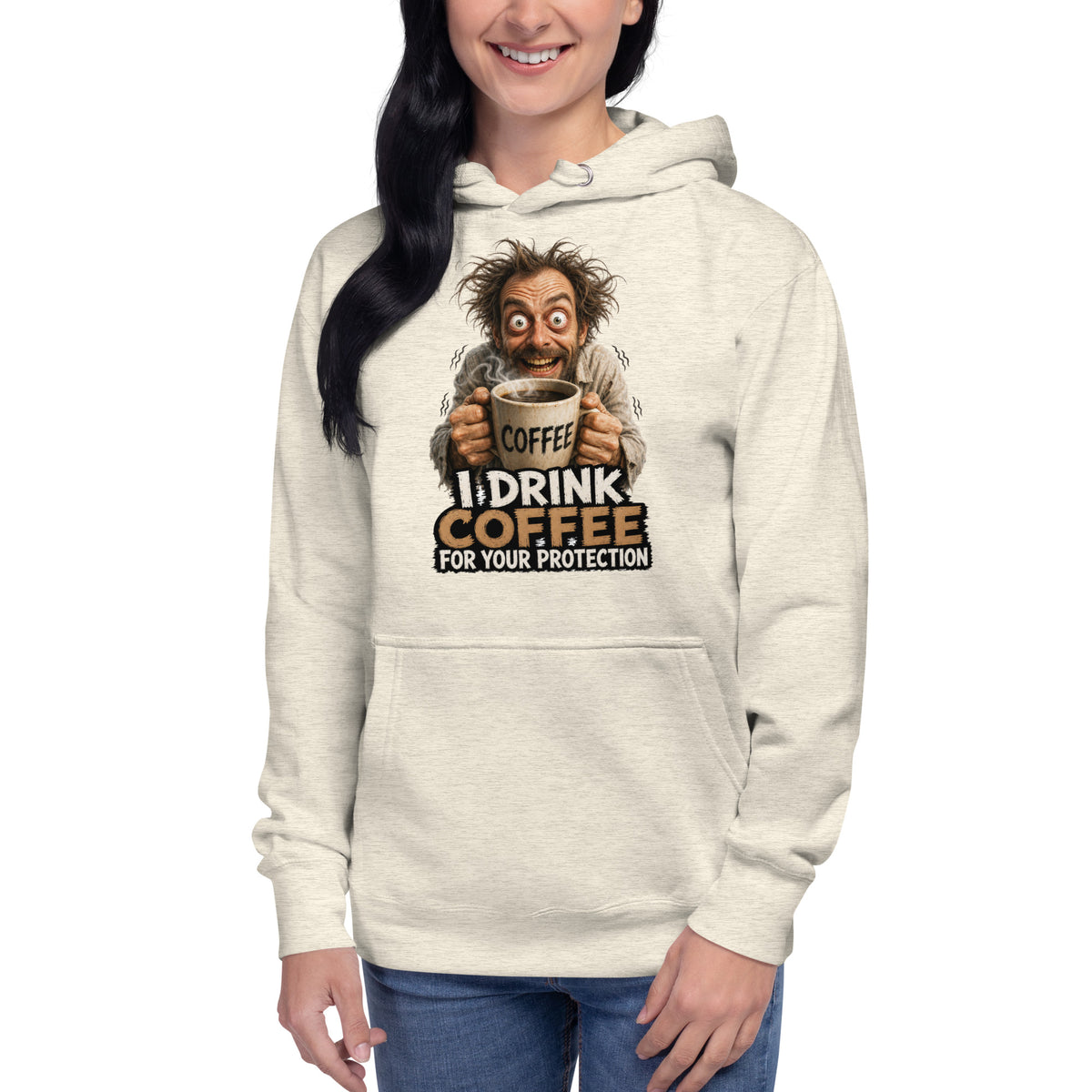 I Drink Coffee Unisex Hoodie — Oatmeal Heather — front