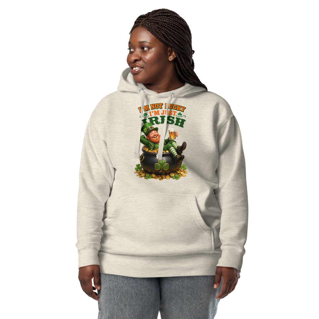 I’m Just Irish Unisex Hoodie — Oatmeal Heather — front