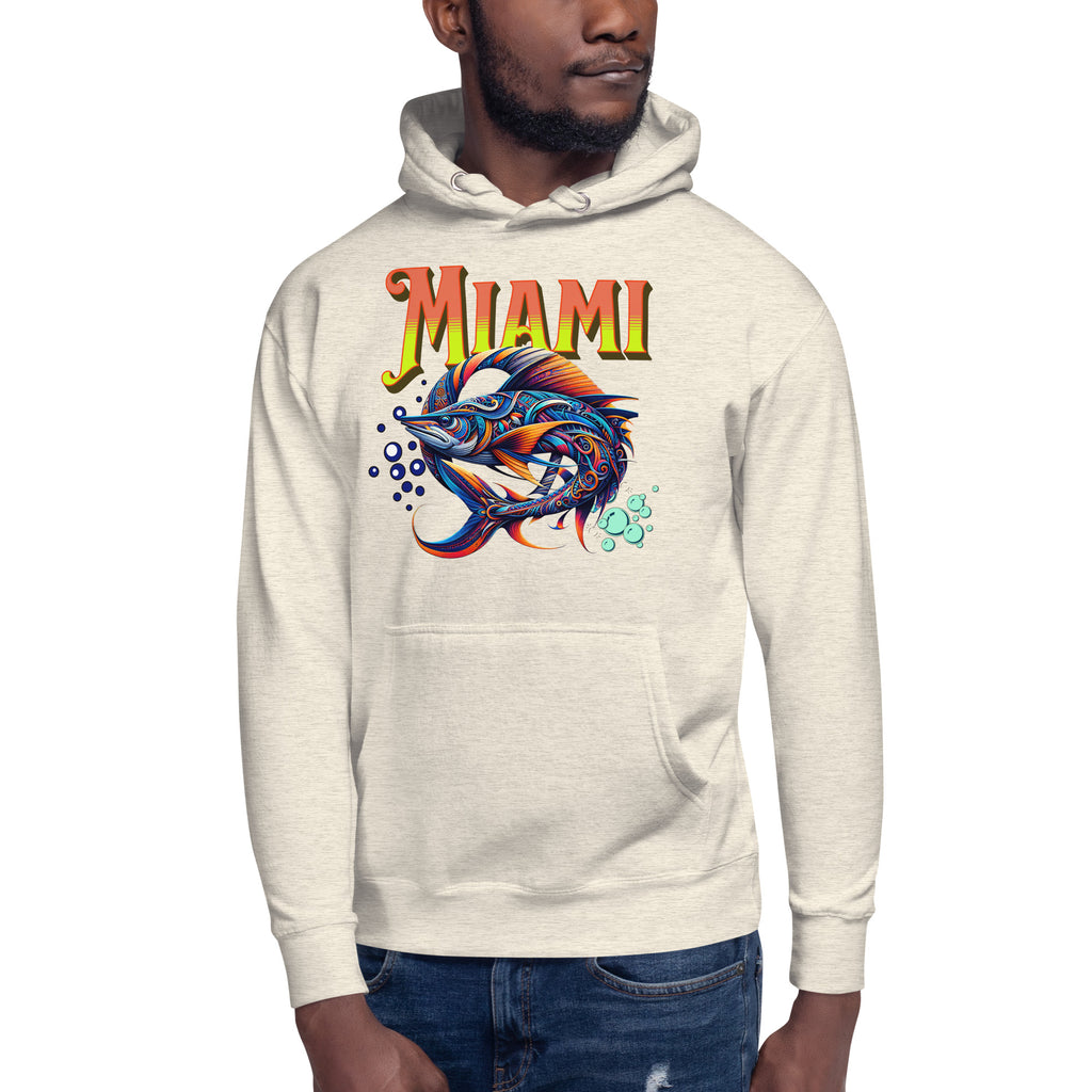 Miami Swordfish Unisex Hoodie — Oatmeal Heather — front
