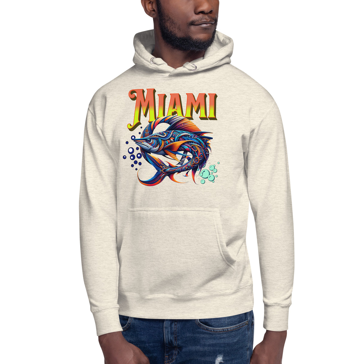 Miami Swordfish Unisex Hoodie — Oatmeal Heather — front