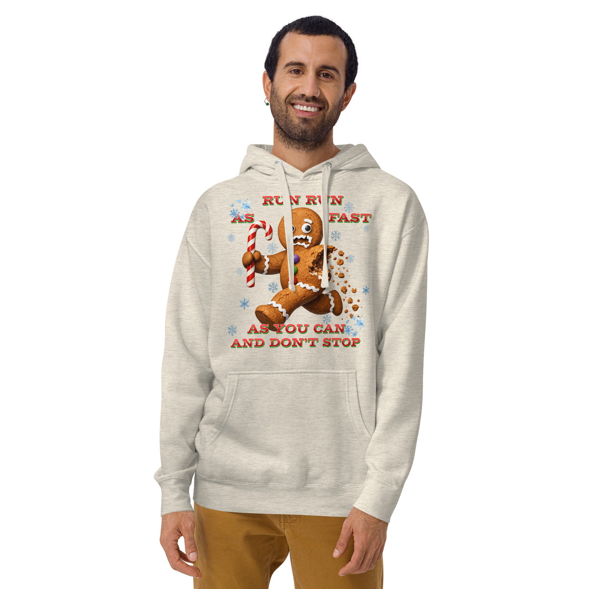 Run Run Unisex Hoodie — Oatmeal Heather — front