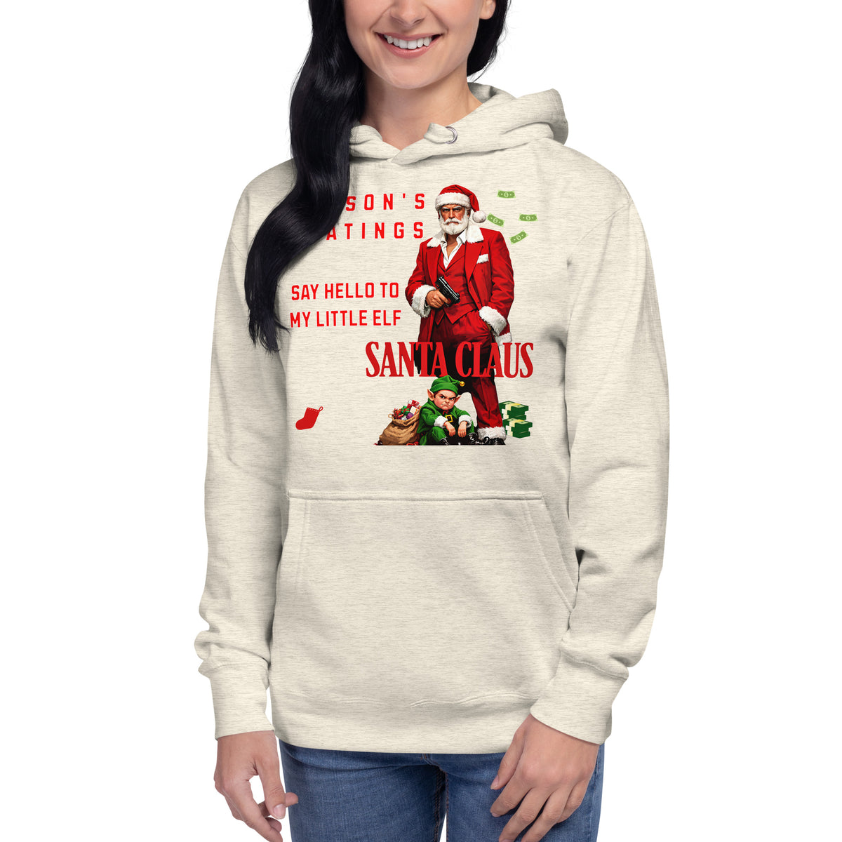 Santa Santana Unisex Hoodie — Oatmeal Heather — front