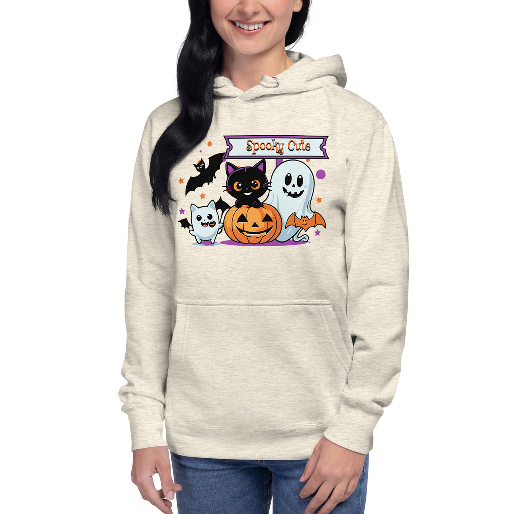 Spooky Cute Halloween Unisex Hoodie — Oatmeal Heather — front