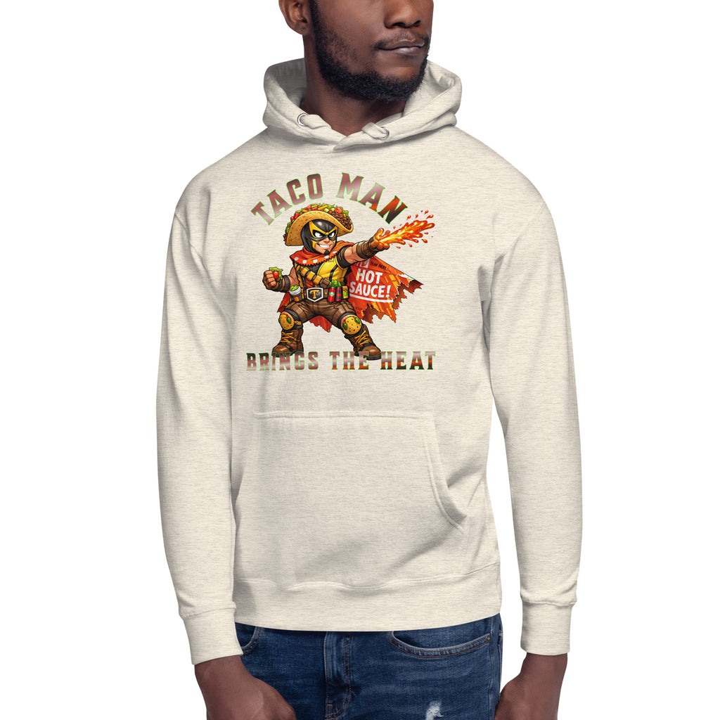 Taco Man Unisex Hoodie — Oatmeal Heather — front