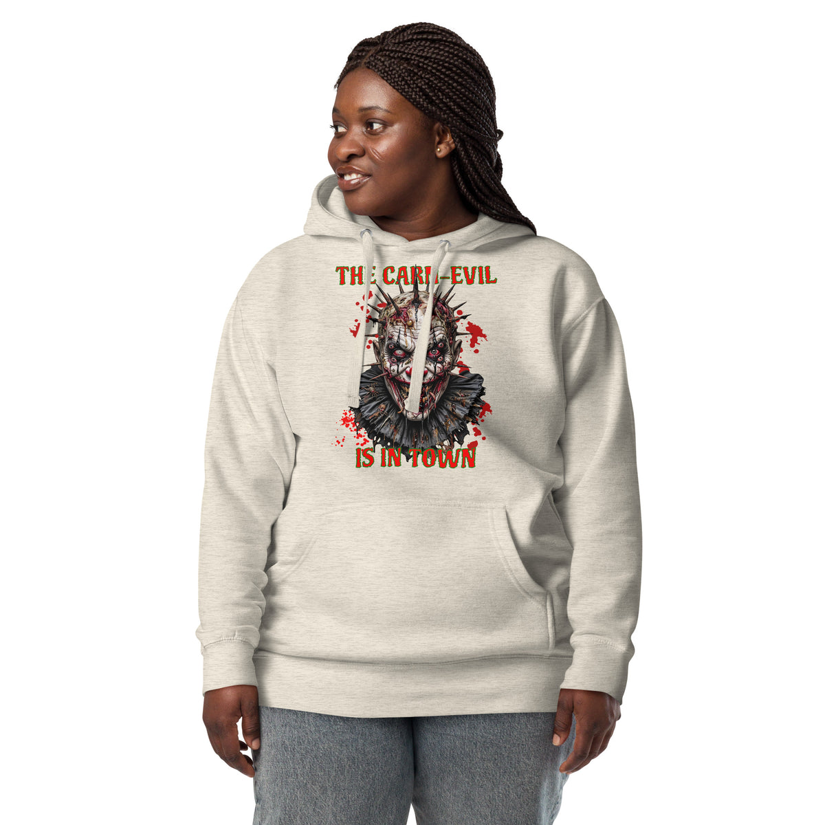 Undead Clown 2 Unisex Hoodie — Oatmeal Heather — front