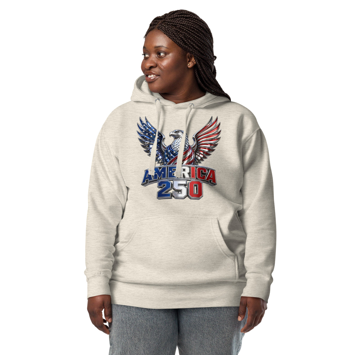 American 250 Unisex Hoodie — Oatmeal Heather — front
