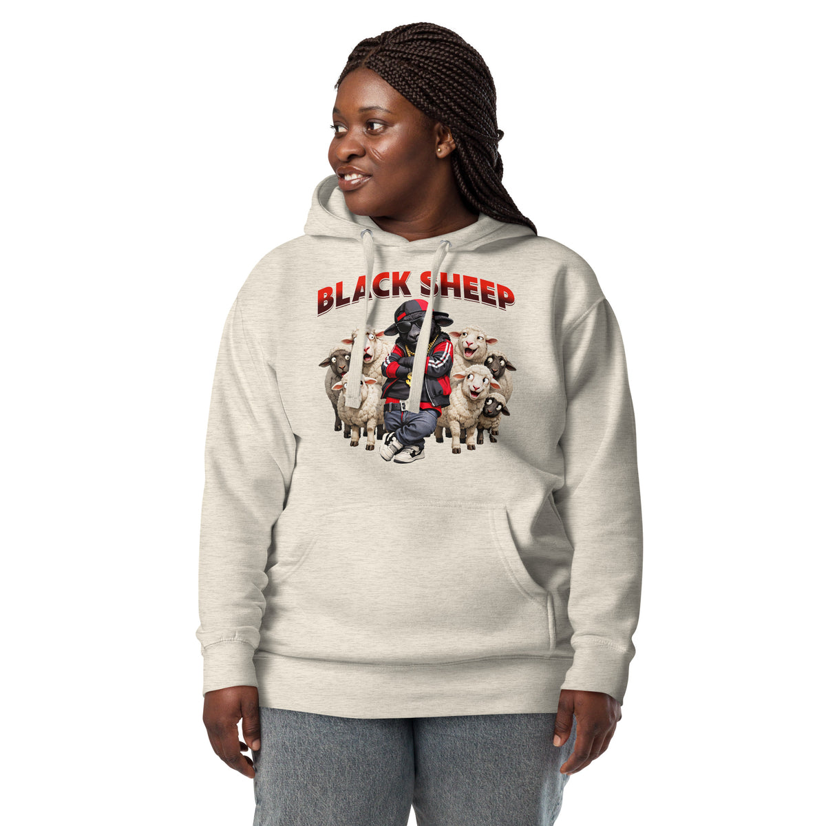 Black Sheep Way Unisex Hoodie — Oatmeal Heather — front