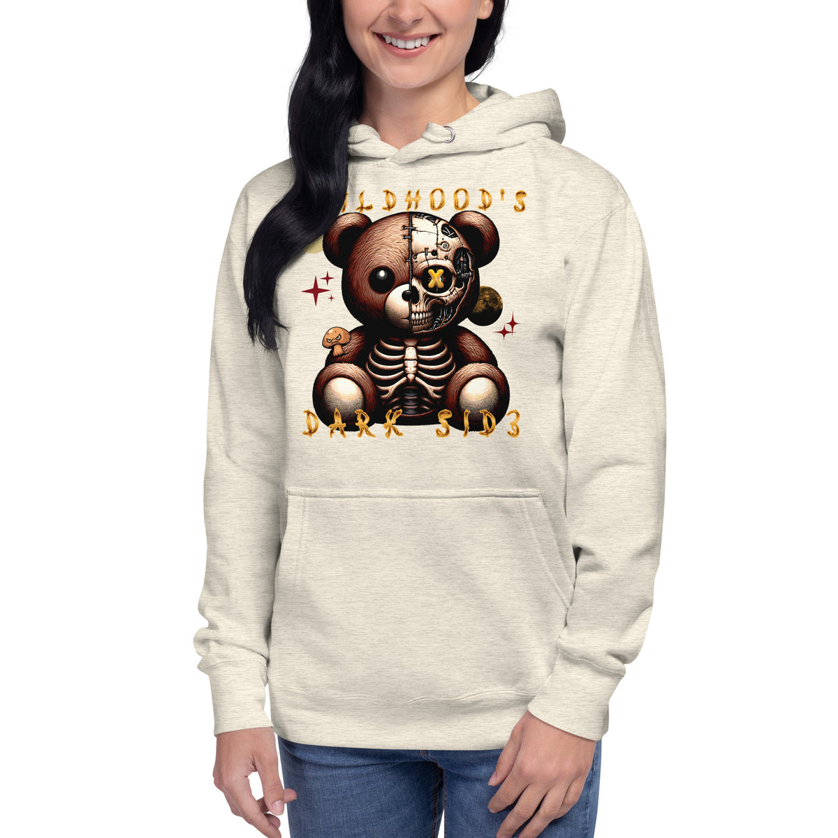 Childhood’s Dark Side Bear Series 0003 Unisex Hoodie — Oatmeal Heather — front