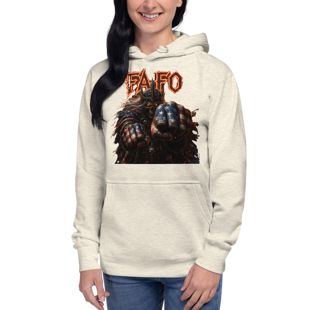 Dark FAFO Unisex Hoodie — Oatmeal Heather — front