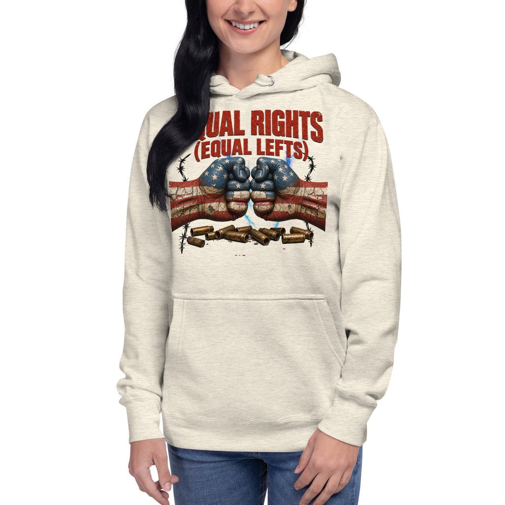 Equal Rights Equal Lefts Unisex Hoodie — Oatmeal Heather — front