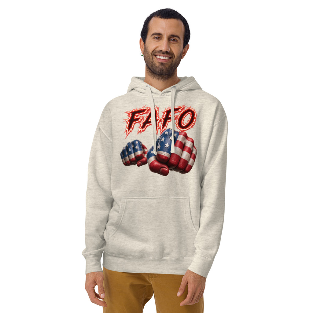 FAFO Fist Unisex Hoodie — Oatmeal Heather — front