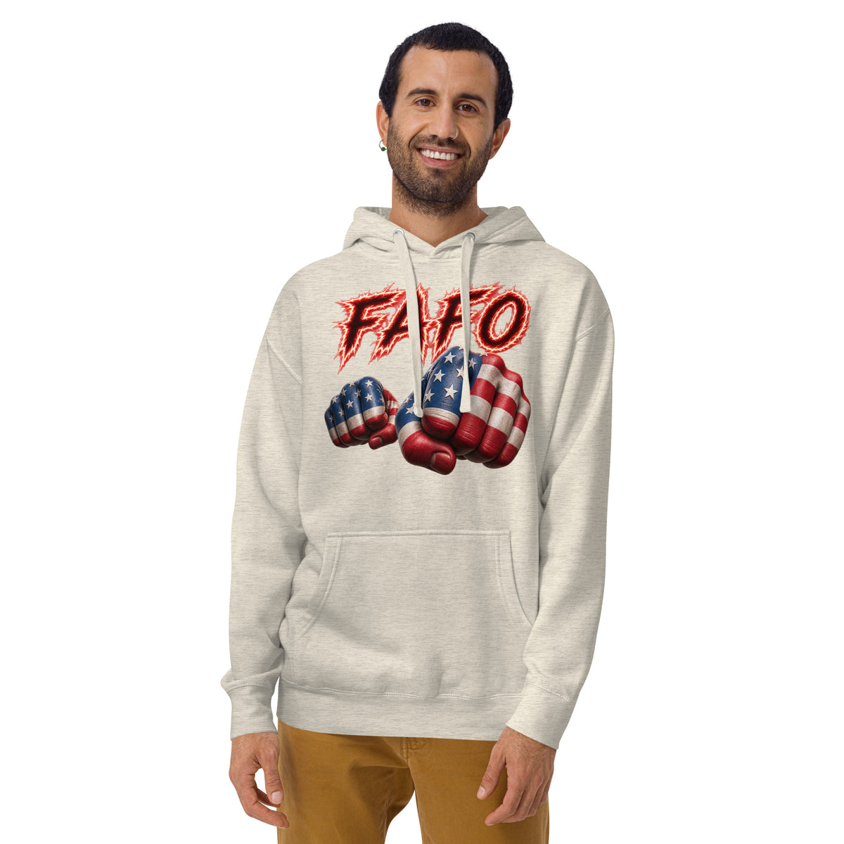 FAFO Fist Unisex Hoodie — Oatmeal Heather — front