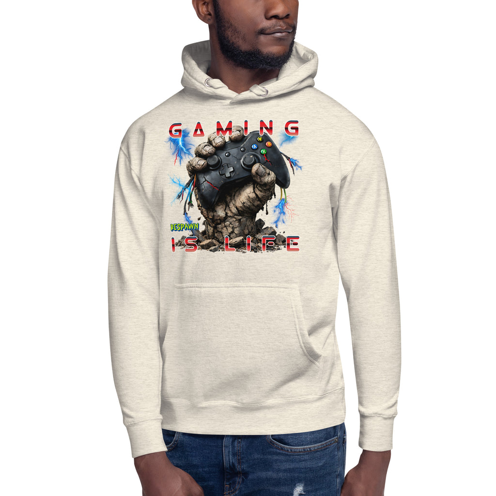Gaming Is Life Unisex Hoodie — Oatmeal Heather — front