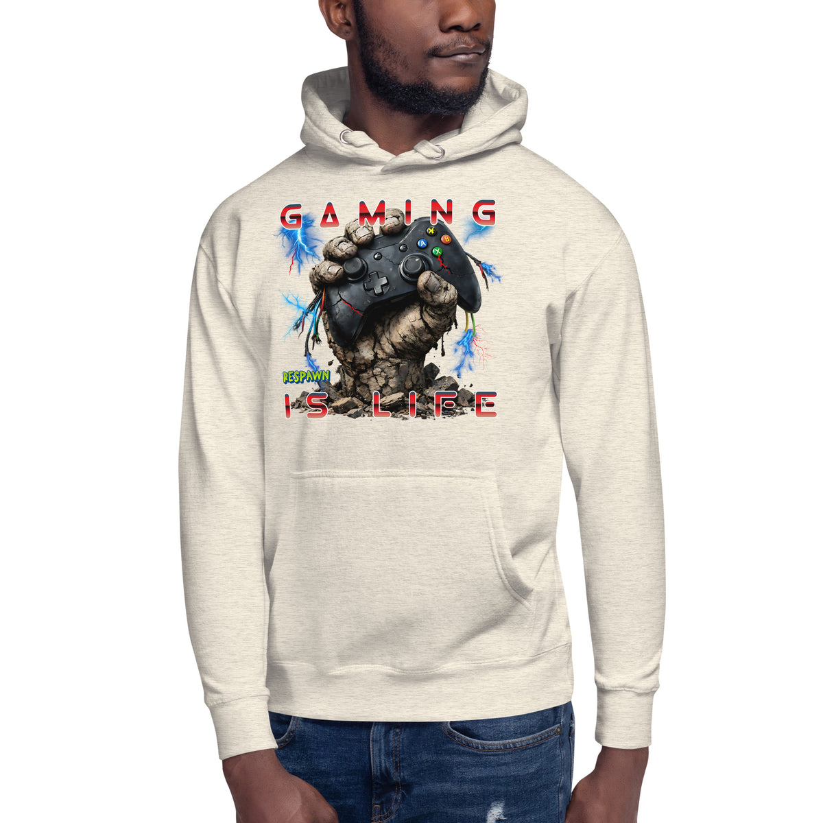 Gaming Is Life Unisex Hoodie — Oatmeal Heather — front